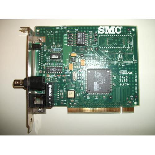 SMC EtherPower 8432BT PCI Network Card With Coax BNC & 10BaseT RJ45 Port 